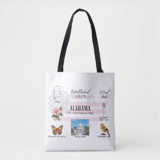 Tote Bag Carte postale Alabama | thèmes et repères d'état