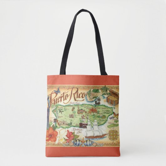 Tote Bag Carte postale Porto Rico Shoulder Fourre-tout (Devant)