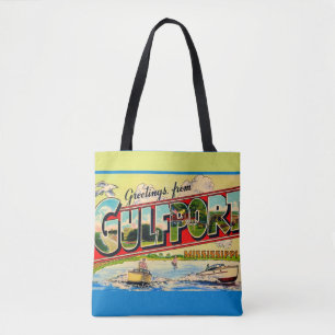 Tote Bag Carte postale rétro de Gulfport Mississippi