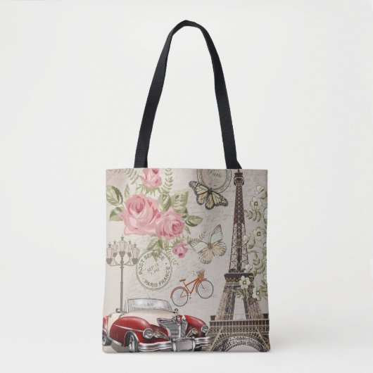 Tote Bag Carte postale vintage Paris. (Devant)