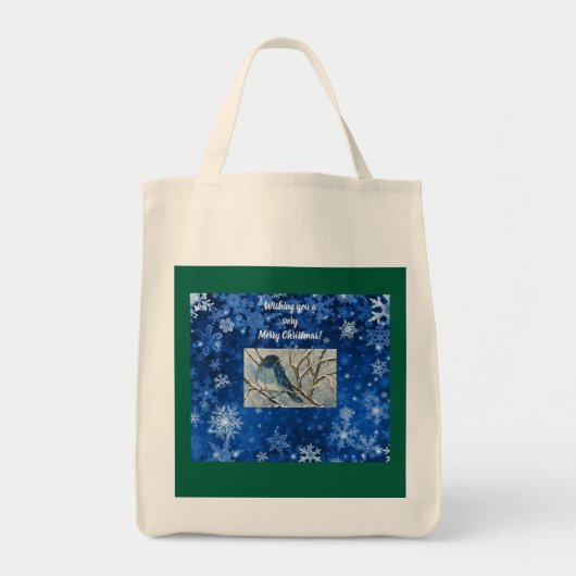 Tote Bag Carte pour notes Snowy Bluebird (Devant)