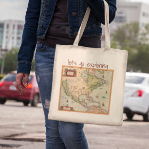 Tote Bag Carte vintage de l'Amérique du Nord Explorons