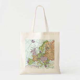 Tote Bag Carte vintage des pastels colorés de l'Europe