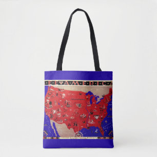 Tote Bag Carte vintage du Bureau de tourisme des États-Unis