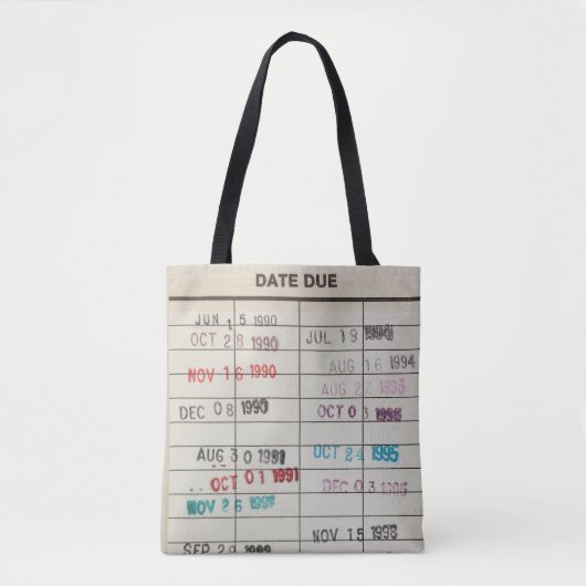Tote Bag Cartes de bibliothèque imprimables Fourre-tout (Devant)