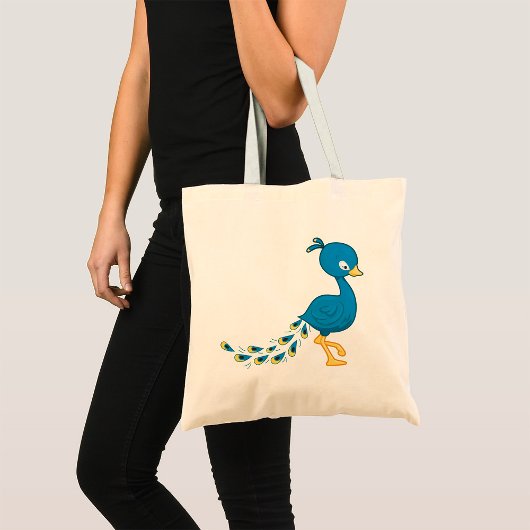 Tote Bag Carton bleu paon Oiseau