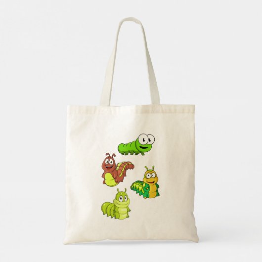 Tote Bag Carton Caterpillar Vert Jaune Brown (Dos)