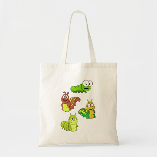 Tote Bag Carton Caterpillar Vert Jaune Brown (Devant)