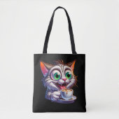 Tote Bag Carton de chat Expresso Double (Devant)