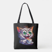 Tote Bag Carton de chat Expresso Double (Dos)