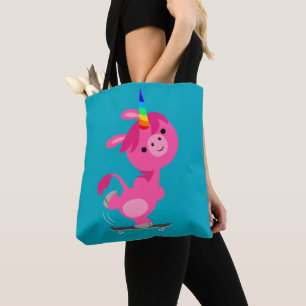 Tote Bag Carton de skateboard Cute Unicorn