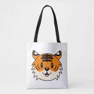 Tote Bag Carton doux et souriant tigre