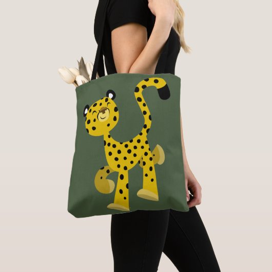 Tote Bag Carton joyeux mignon Cheetah (De près)