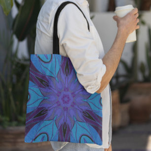 Tote Bag Carton Mandala Flower bleu et violet