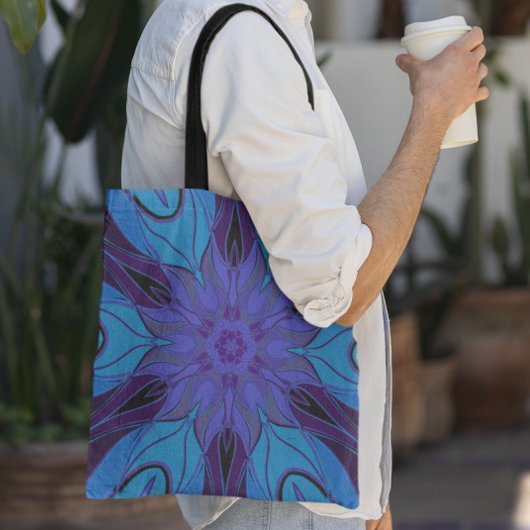 Tote Bag Carton Mandala Flower bleu et violet