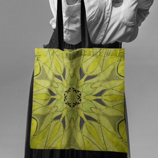 Tote Bag Carton Mandala Flower Green