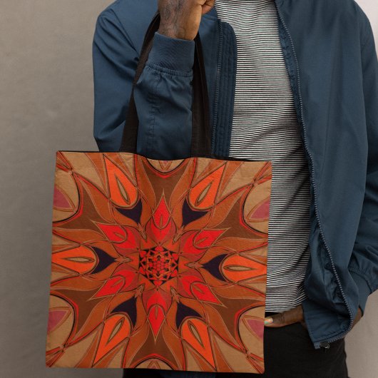 Tote Bag Carton Mandala Flower Orange