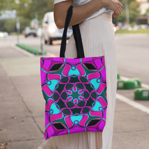 Tote Bag Carton Mandala Flower rose et bleu