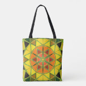 Tote Bag Carton Mandala jaune orange et vert (Dos)