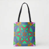 Tote Bag Carton Mandala Vert Rouge et Bleu (Devant)