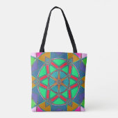 Tote Bag Carton Mandala Vert Rouge et Bleu (Dos)