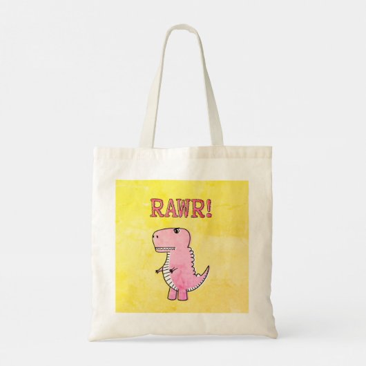 Tote Bag Carton rose Mignonne Et En Colère T-Rex Vieux Papi (Dos)