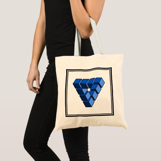 Tote Bag Cartoon Bleu Jouet Noir Blocs Triangle Tot Graphiq (Devant (produit))