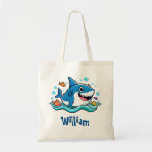 Tote Bag Cartoon bleu requin (Devant)
