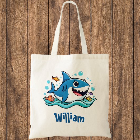 Tote Bag Cartoon bleu requin