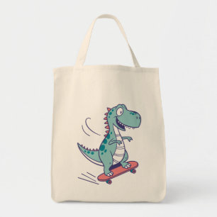 Tote Bag Cartoon cool T-Rex sur skateboard