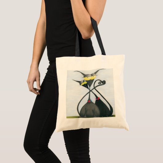 Tote Bag Cartoon de chats gris et noir (Devant (produit))