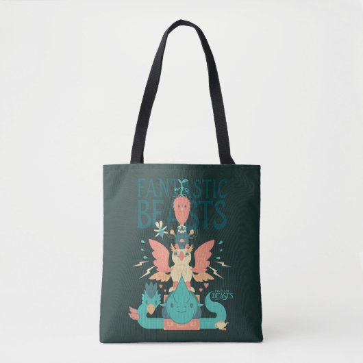 Tote Bag Cartoon Fantastic Beasts Emerge From Suitcase (Devant)