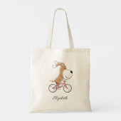 Tote Bag Cartoon Funny mignon Chien Chien Chiot Vélos Vélo (Dos)