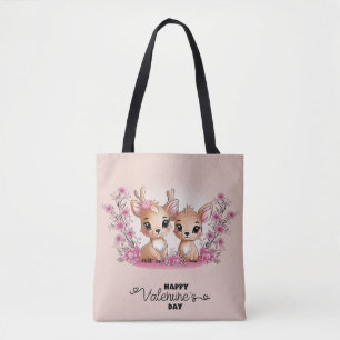 Tote Bag Cartoon mignon Bambi Les amoureux Coeur Saint-Vale