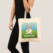 Tote Bag Cartoon mignon lapin de Pâques avec nom personnali (Devant (produit))