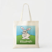 Tote Bag Cartoon mignon lapin de Pâques avec nom personnali (Devant)