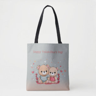 Tote Bag Cartoon mignon Teddy Lovers Heart Valentine's Day