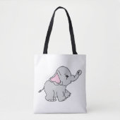Tote Bag Cartoon Motif éléphant à main rose tiré (Devant)