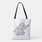 Tote Bag Cartoon Motif éléphant à main rose tiré (Dos)