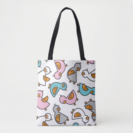 Tote Bag Cartoon Pastel Cute Baby Ducks Canards Colliers Wh (Devant)