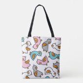 Tote Bag Cartoon Pastel Cute Baby Ducks Canards Colliers Wh (Dos)