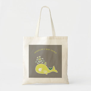 Tote Bag Cartoon Pregnant Green Mommy Baby shower baleine