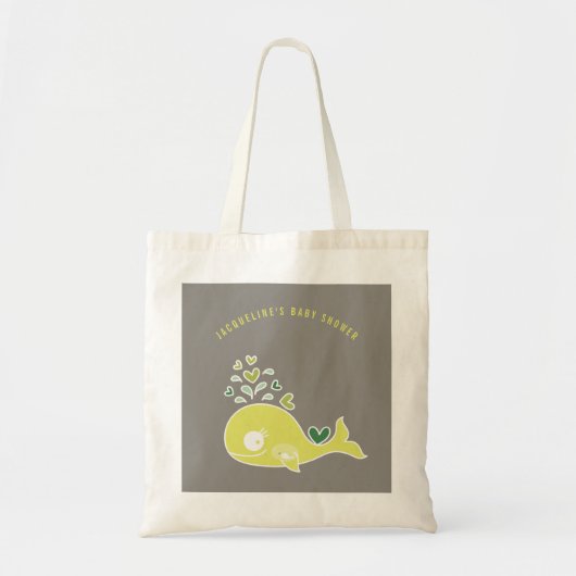 Tote Bag Cartoon Pregnant Green Mommy Baby shower baleine (Devant)