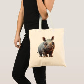 Tote Bag Cartoon Rhino design de caractères adorable (Devant (produit))