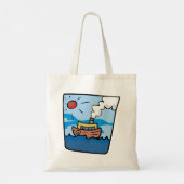 Tote Bag Cartoon Steamship sur Ocean Waves Art nautique (Dos)