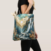 Tote Bag Cascade de Forest Mountain Boho Motif naturel (De près)