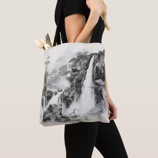Tote Bag Cascades Peinture à l'encre (De près)