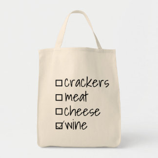 Tote Bag Case à cocher Charcuterie Vin Cute