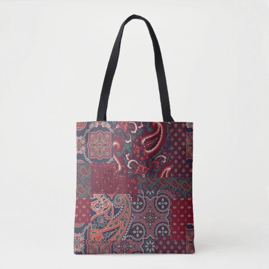 Tote Bag cashmere paisley silk fabric patchwork abstract vi (Devant)