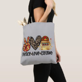 Tote Bag Casino Peace Love sur Grey (De près)